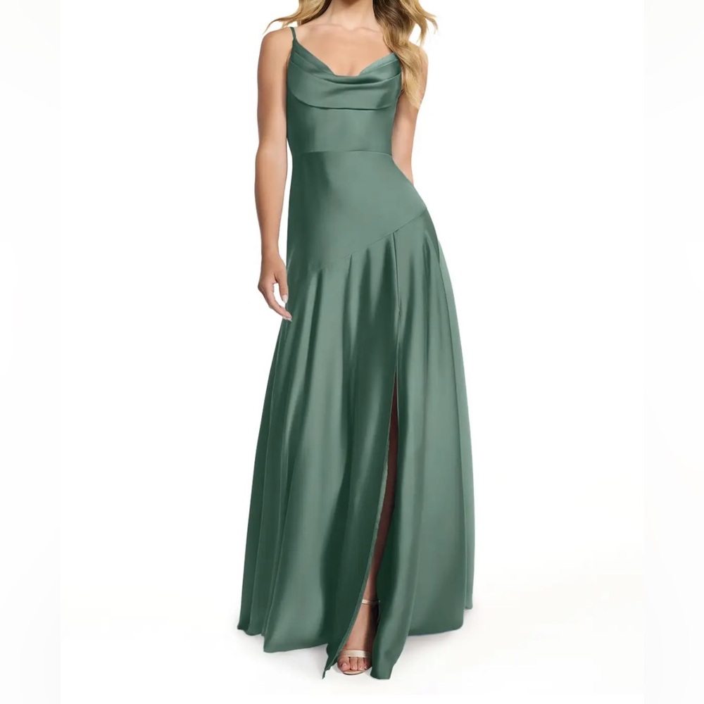 Size 18 Azazie Kayla in Eucalyptus Stretch Satin
